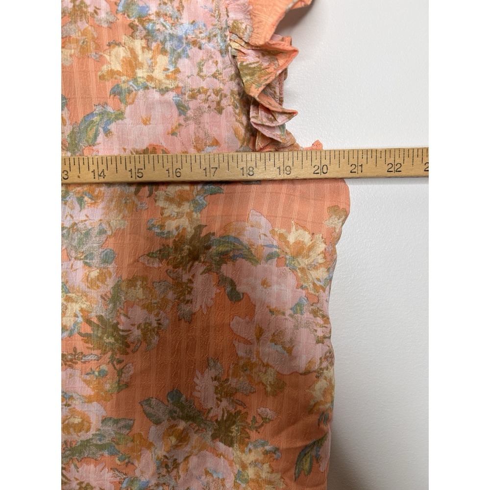 Rose + Olive Women's Peach Orange Floral Top Short Sleeve Size Medium New NWT - Picture 8 of 10